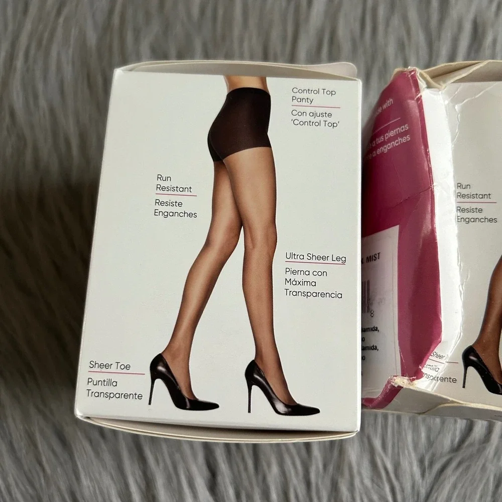 L'eggs Ultra Sheer Leg Pantyhose Tights Womens Size Q+ XL Black Mist Control Top